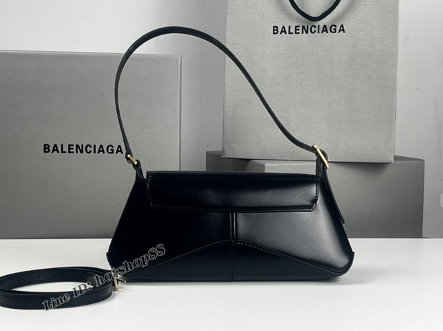 Balenciaga專櫃2022爆款小號平紋黑金全皮肩背包 巴黎世家翻蓋腋下包 fyj1534